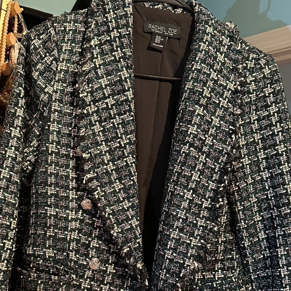 Rachel Zoe Monochrome Tweed Blazer xs